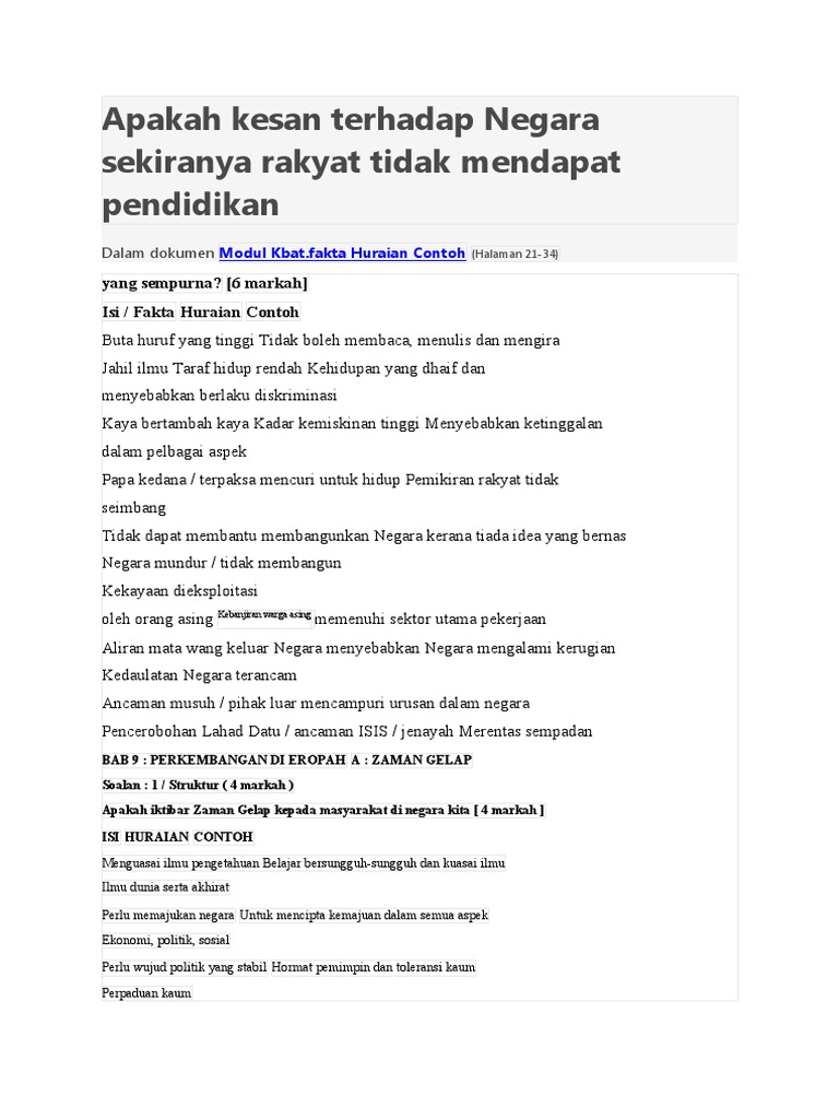 Apakah Kesan Terhadap Negara Sekiranya Rakyat Tidak Mendapat Pendidikan ...