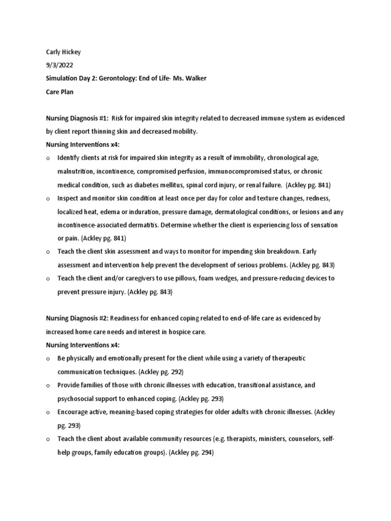 s2 End of Life Care Plan | PDF | End Of Life Care | Chronic Condition