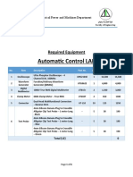 Required Equipment - Automatic Control LAB - 2023