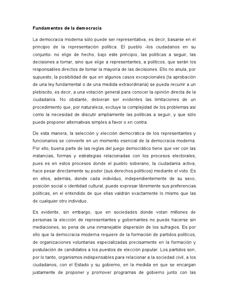 Fundamentos de La Democracia | PDF | Democracia | Ideologías políticas