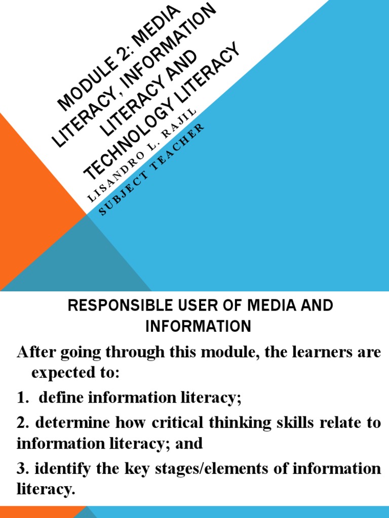 Module 3 Responsible User of Media and Information PDF Information