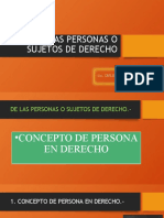 Delas Personas o Sujetos de Derecho