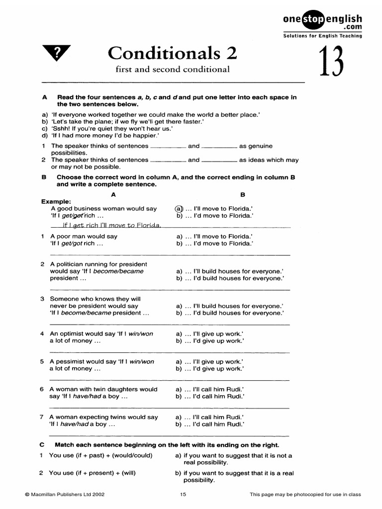 Conditionals exercises 2 b1 pdf