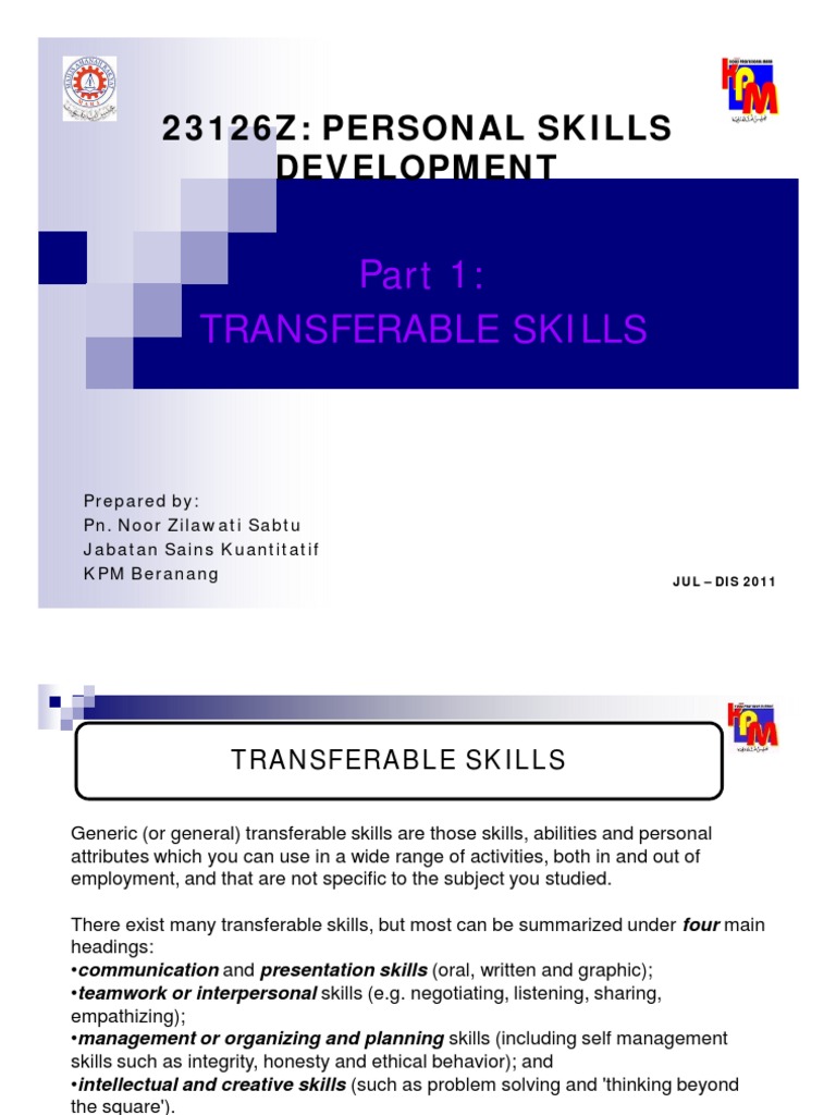 Transferable Skills Development Guide | PDF