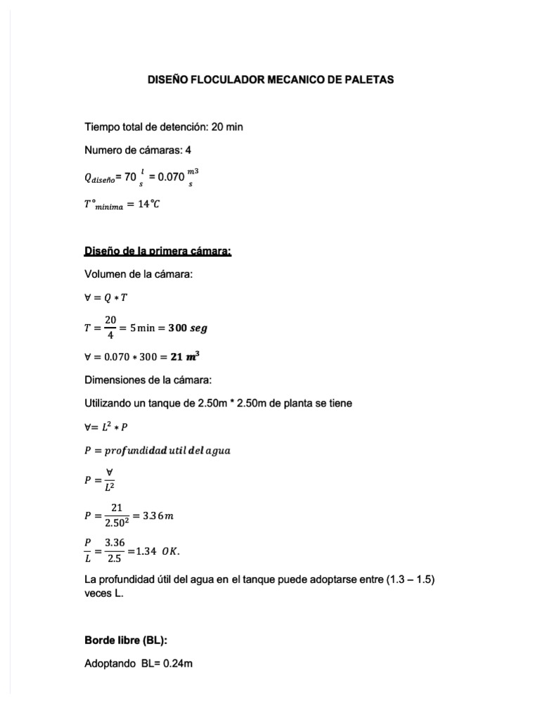 PDF Diseo Floculador Mecanico de Paletas - Compress | PDF | Ingeniería ...