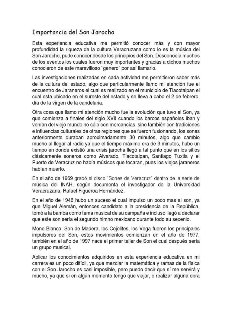 Importancia del Son Jarocho en Veracruz | PDF | Arte