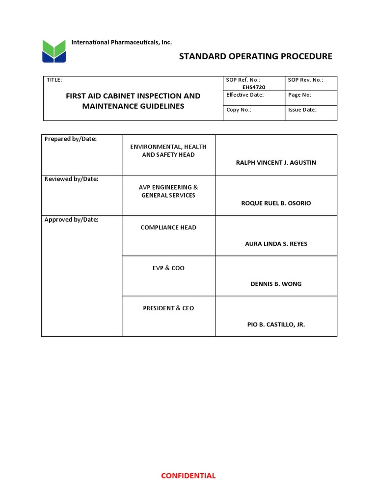 First Aid Inspection and Maintenance Guidelines PDF