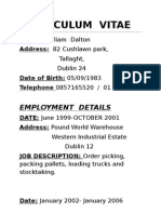 Curriculum Vitae: Employment Details