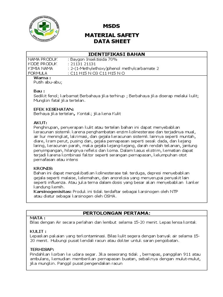 MSDS Baygon: Bahaya dan Penanganan | PDF