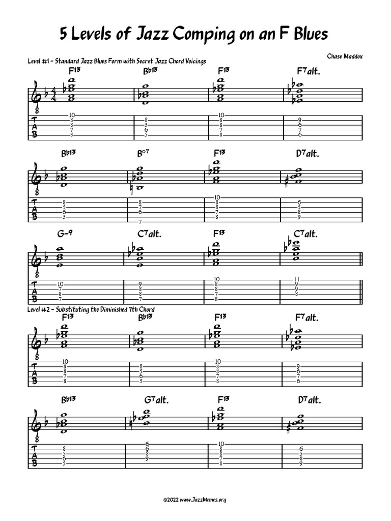 KZnbviI4R0a5WTJeGGgX 5 Levels of Jazz Comping On An F Blues | PDF ...