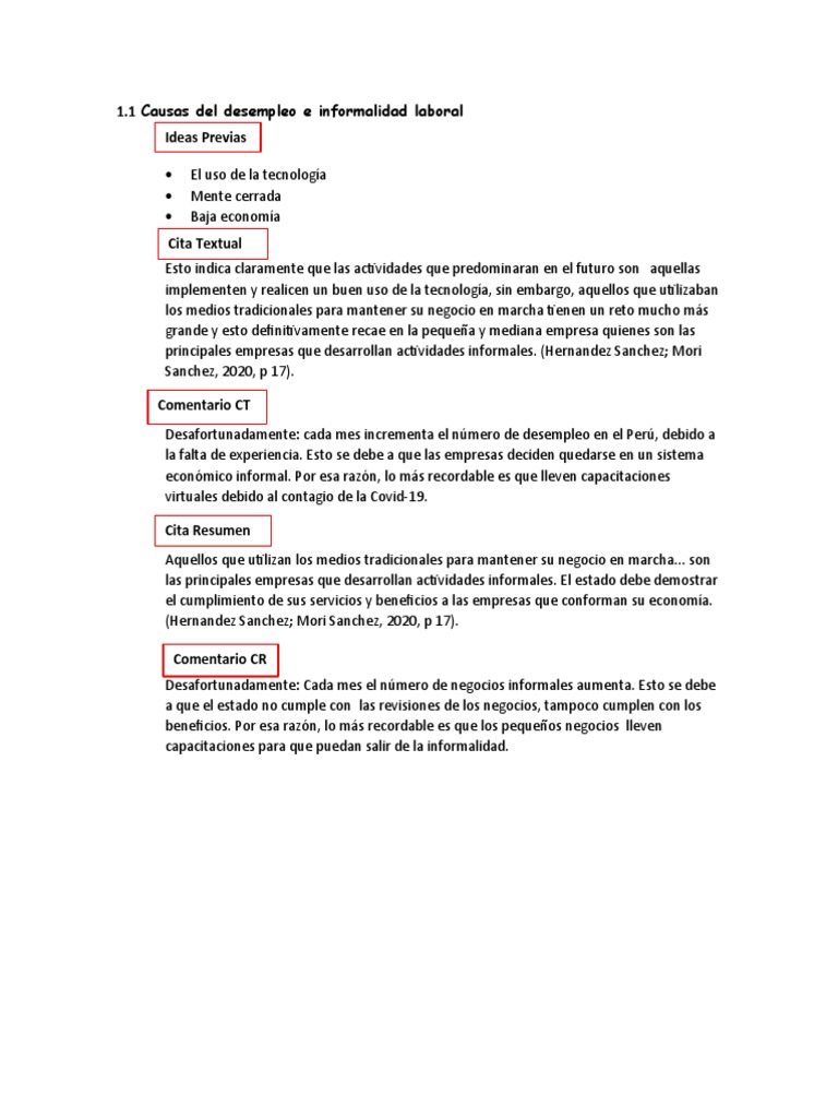 Causas de la Informalidad Laboral en Perú | PDF