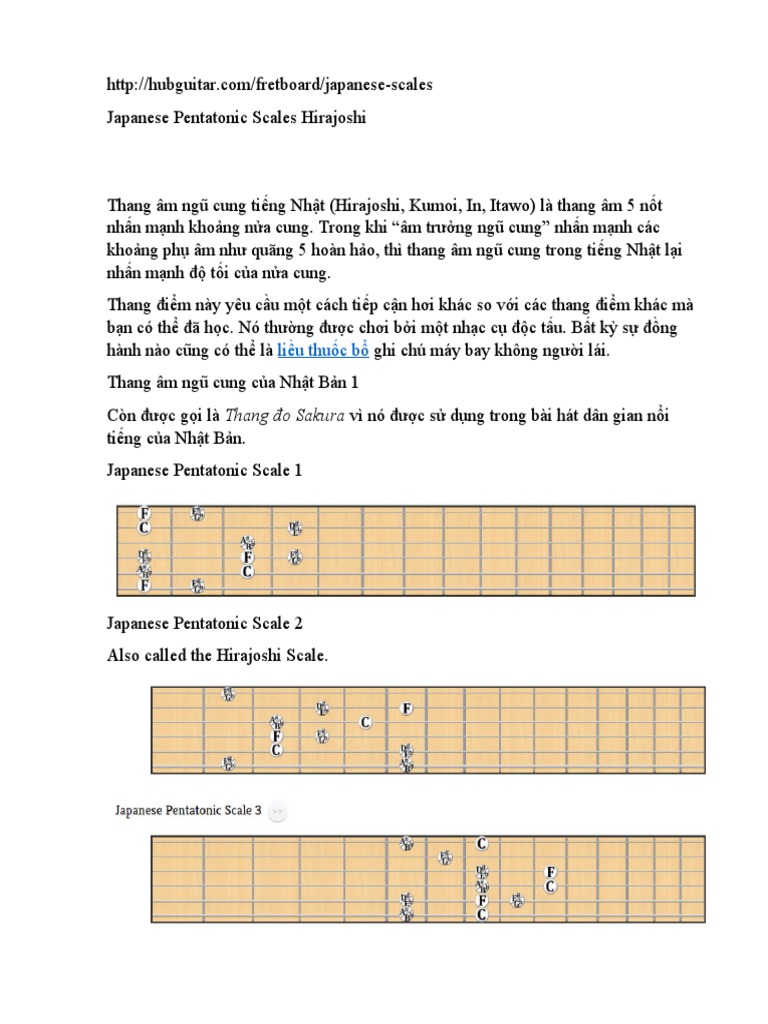 Japanese Pentatonic Scales Hirajoshi | PDF