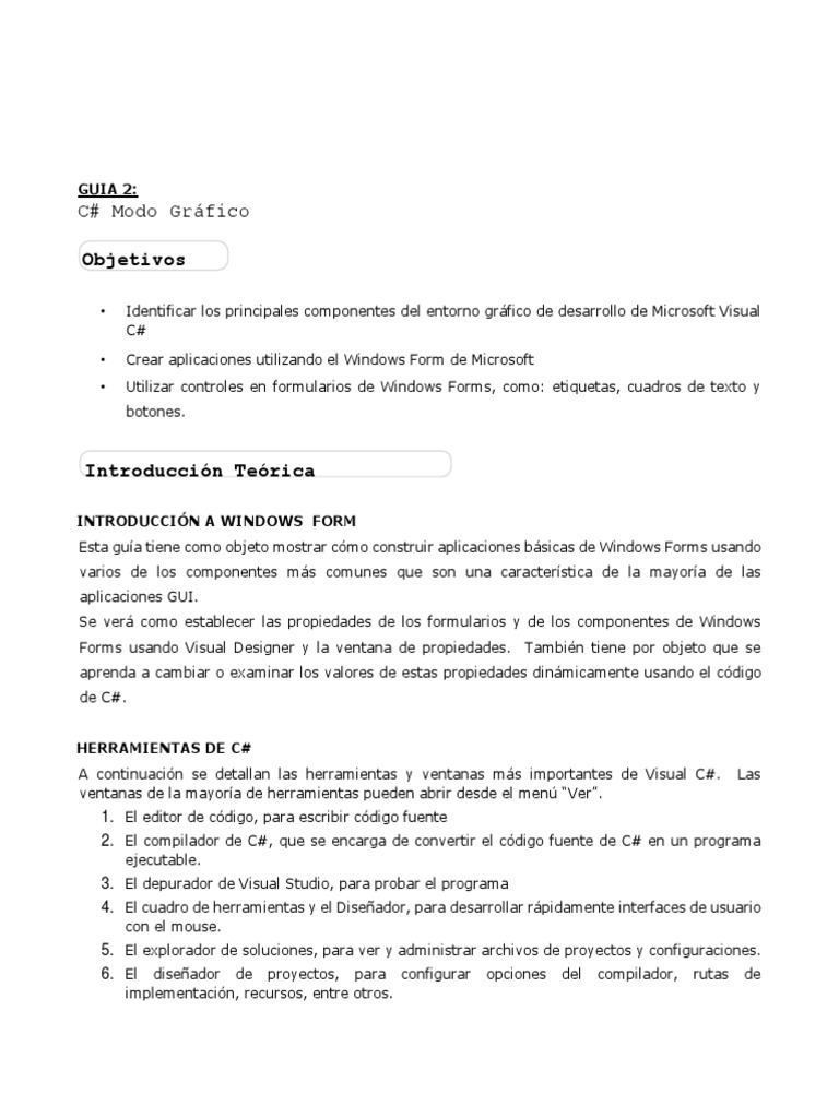 Introducción A Windows Form12 | PDF | Ventana (informática) | Microsoft ...