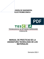 Manual de Prácticas de Laboratorio - Tecnología de Los Materiales