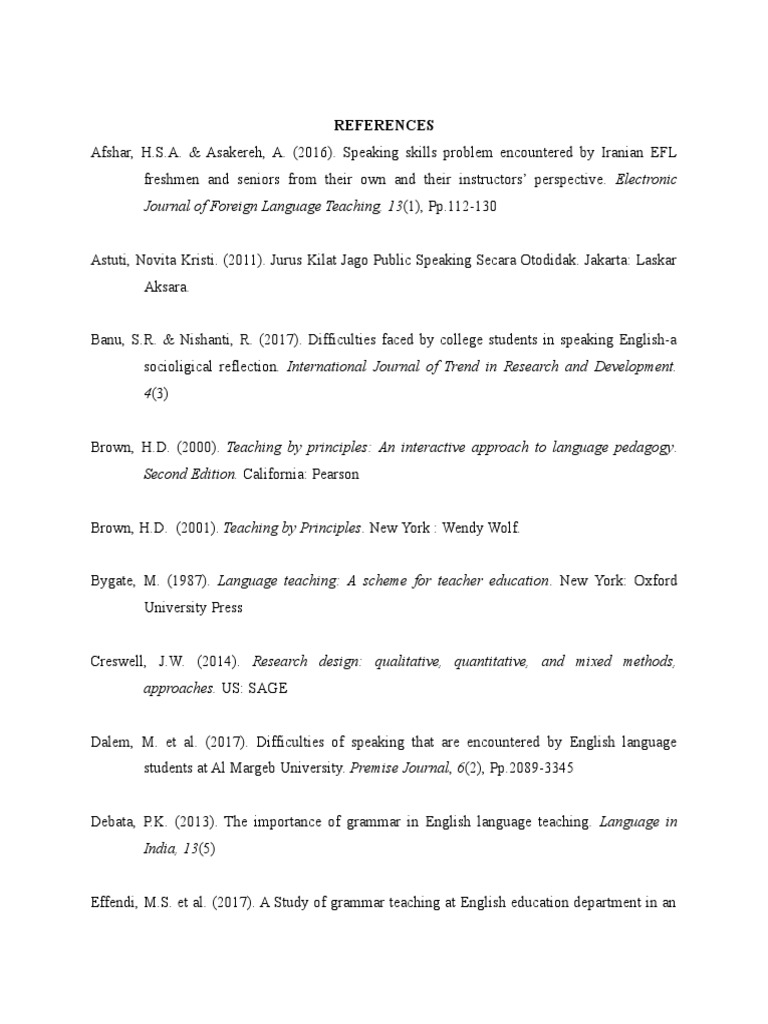 Writing English Reference Lists | PDF | English As A Second Or Foreign ...