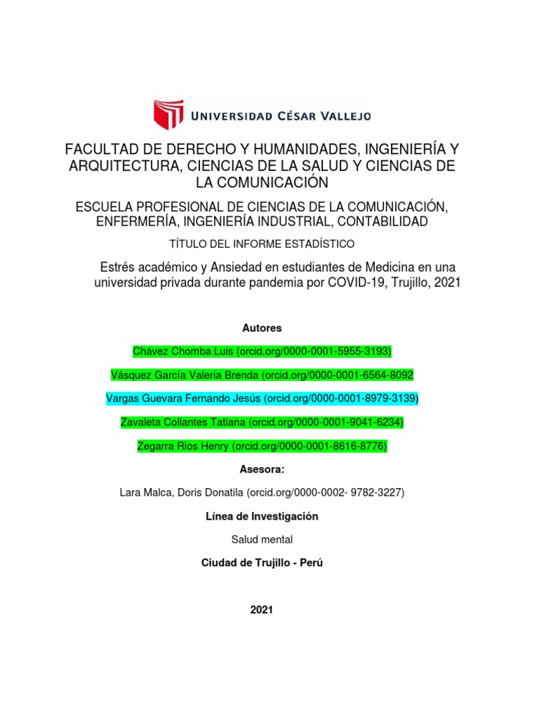 Estrés académico en estudiantes de Medicina | PDF | Ansiedad | Estrés ...