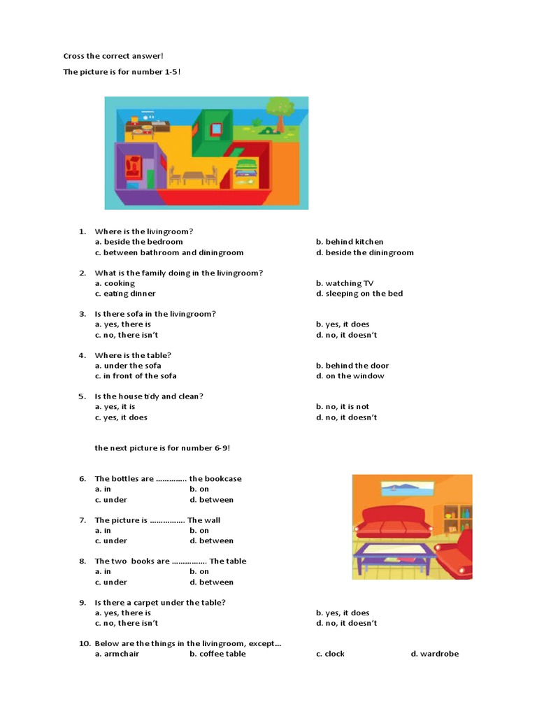 Living Room Quiz: Answer Key and Layout | PDF | Domestic Life ...