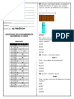 Verificação de Aprendizagem 3º Corte - Matemática - Alfabético