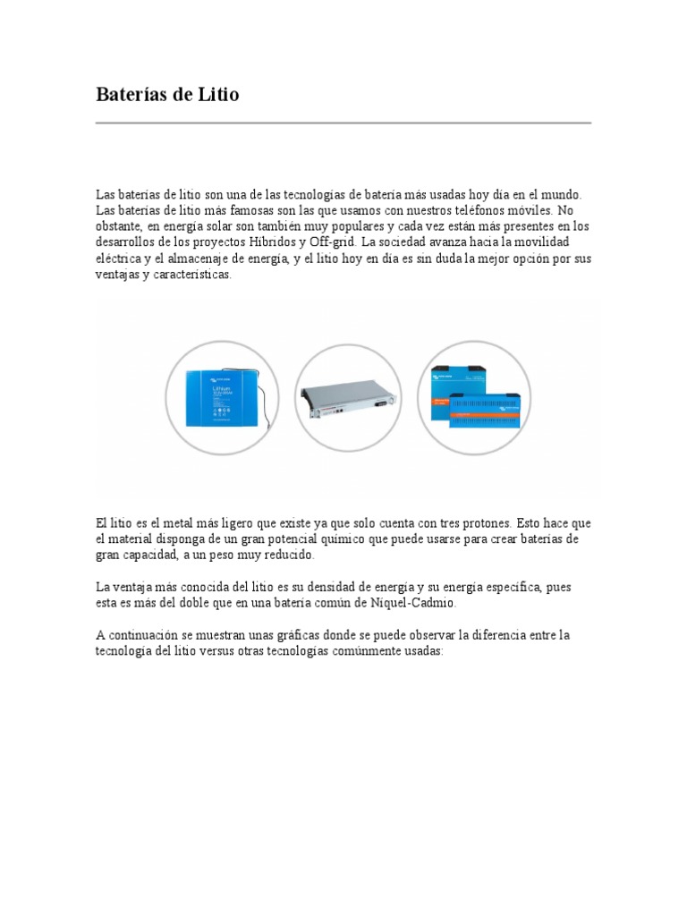 Ventajas de las Baterías de Litio | PDF | Ciencia y matemáticas ...