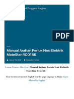 Manual Arahan Periuk Nasi Elektrik Matestar Rc018K