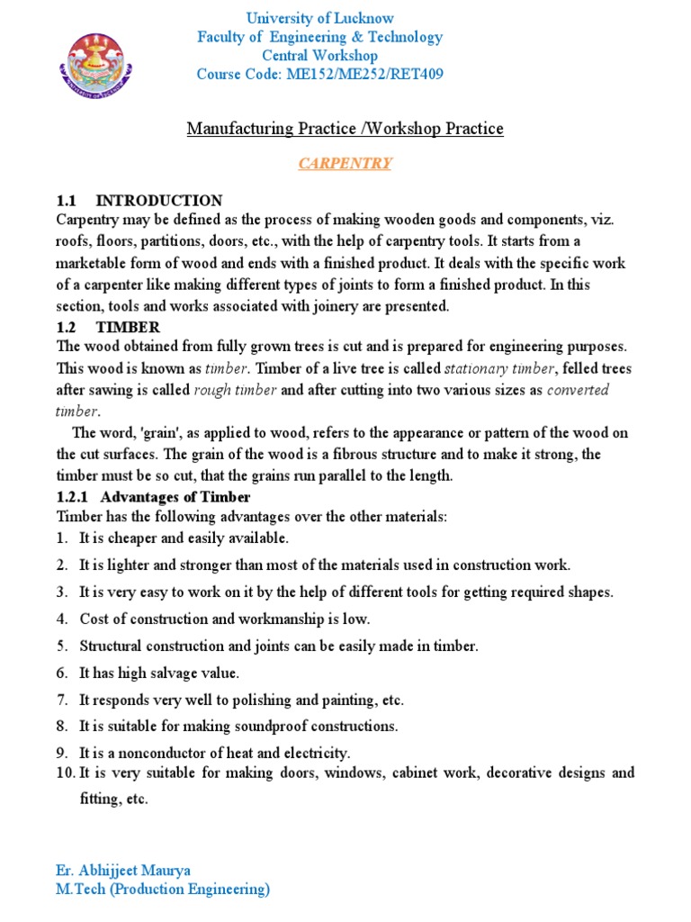 Carpentry PDF Lumber Drilling