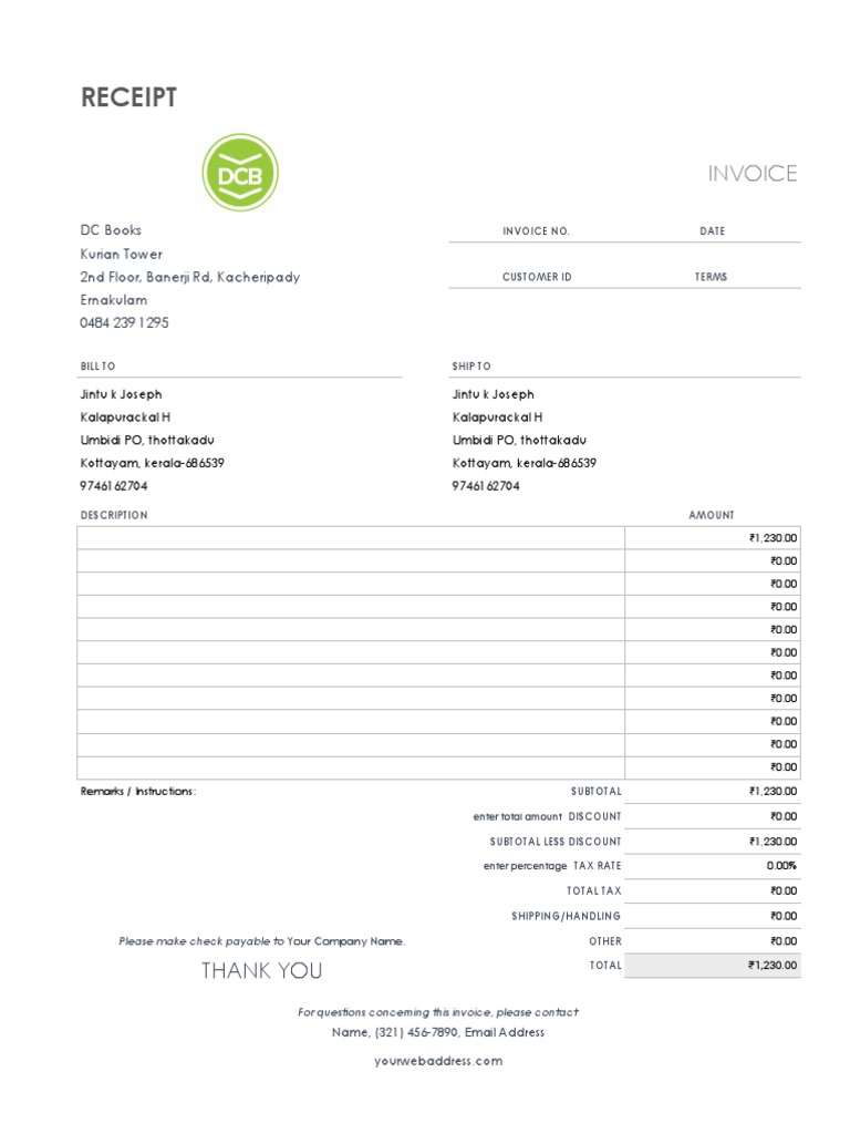Books and Periodicals Invoice Template | PDF | Receipt | Market (Economics)