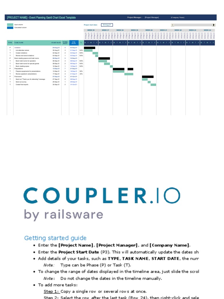 Event Planning Gantt Chart Excel Template | PDF | Computing | Software