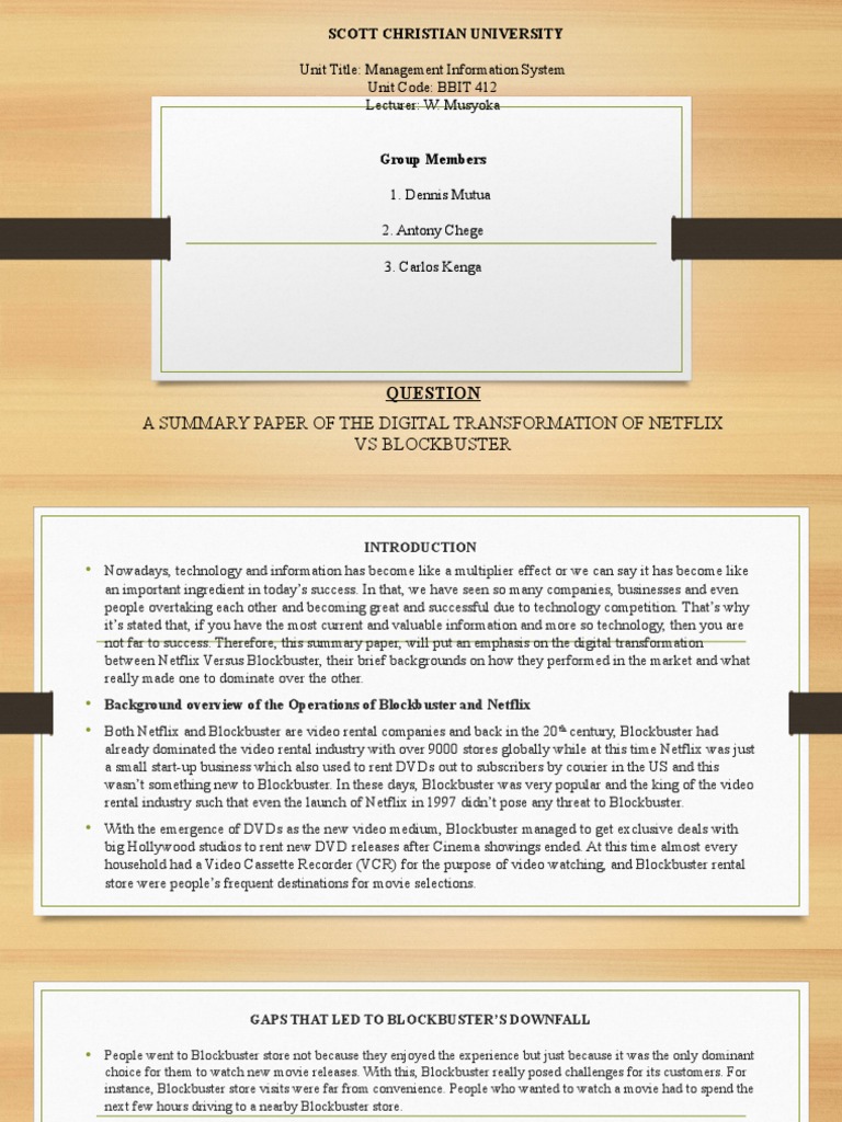 A Case Study Of Netflix Vs Blockbuster Pdf Netflix Customer