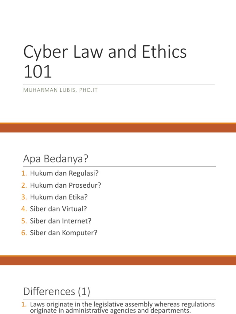 Cyber Law vs. Cyber Ethics Explained | PDF | Cyberspace | Computer Security