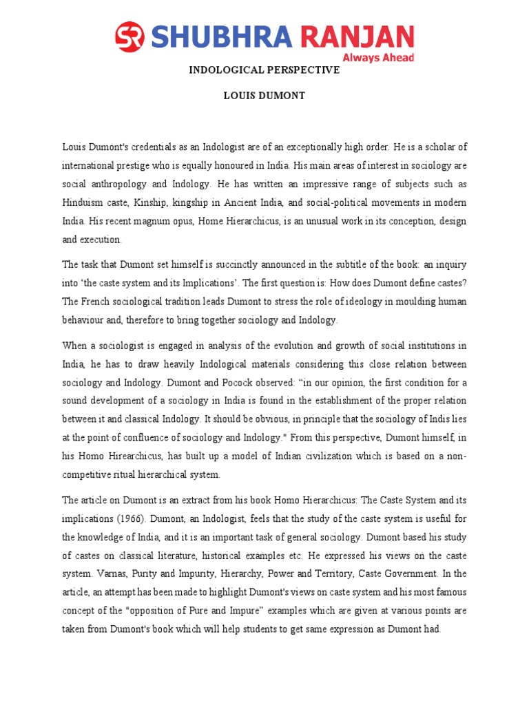 Louis Dumont PDF Caste Sociology