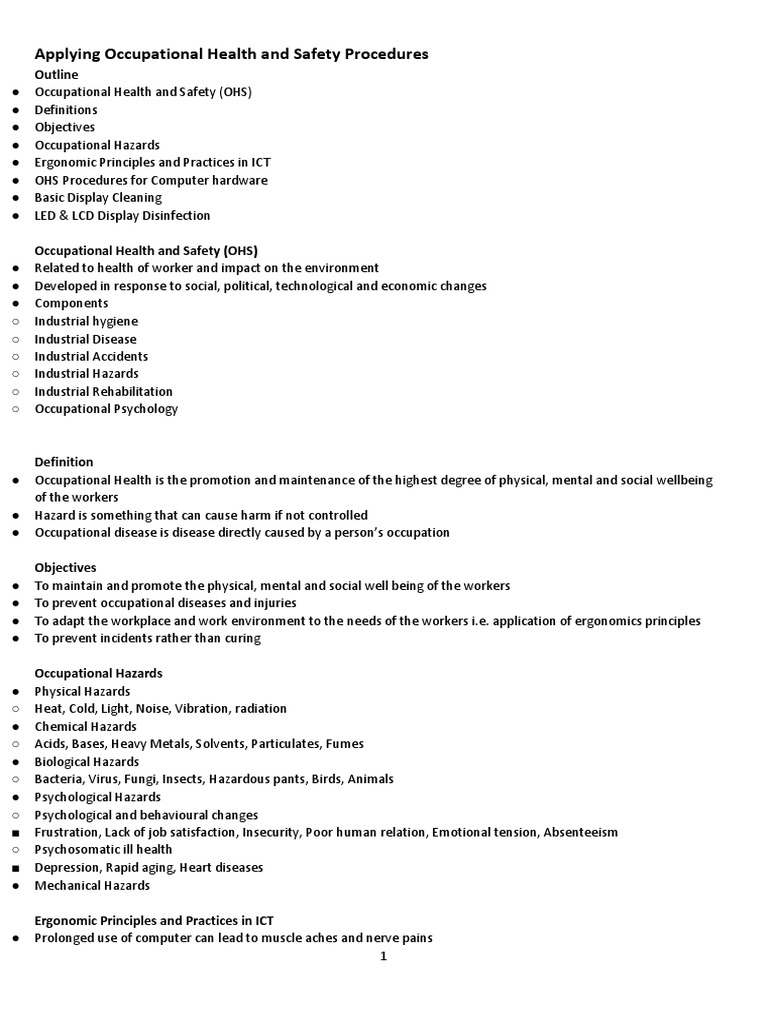 OHS Guidelines for Computer Use | PDF | Occupational Safety And Health ...