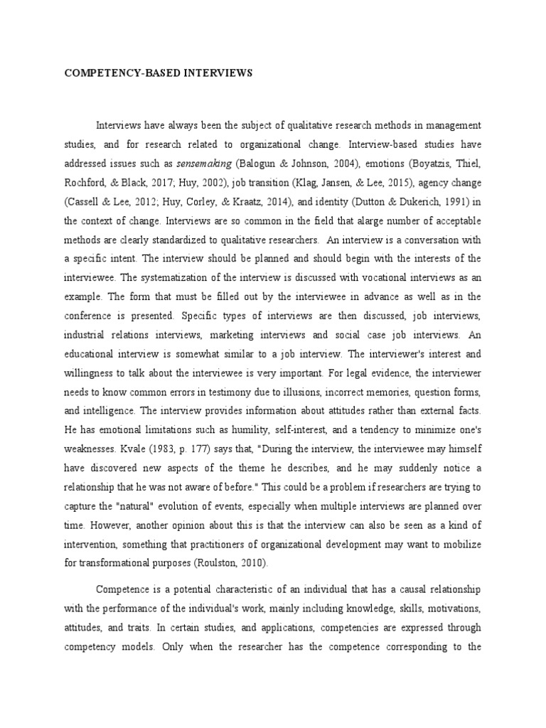 Interview Essay Pdf Competence Human Resources Interview