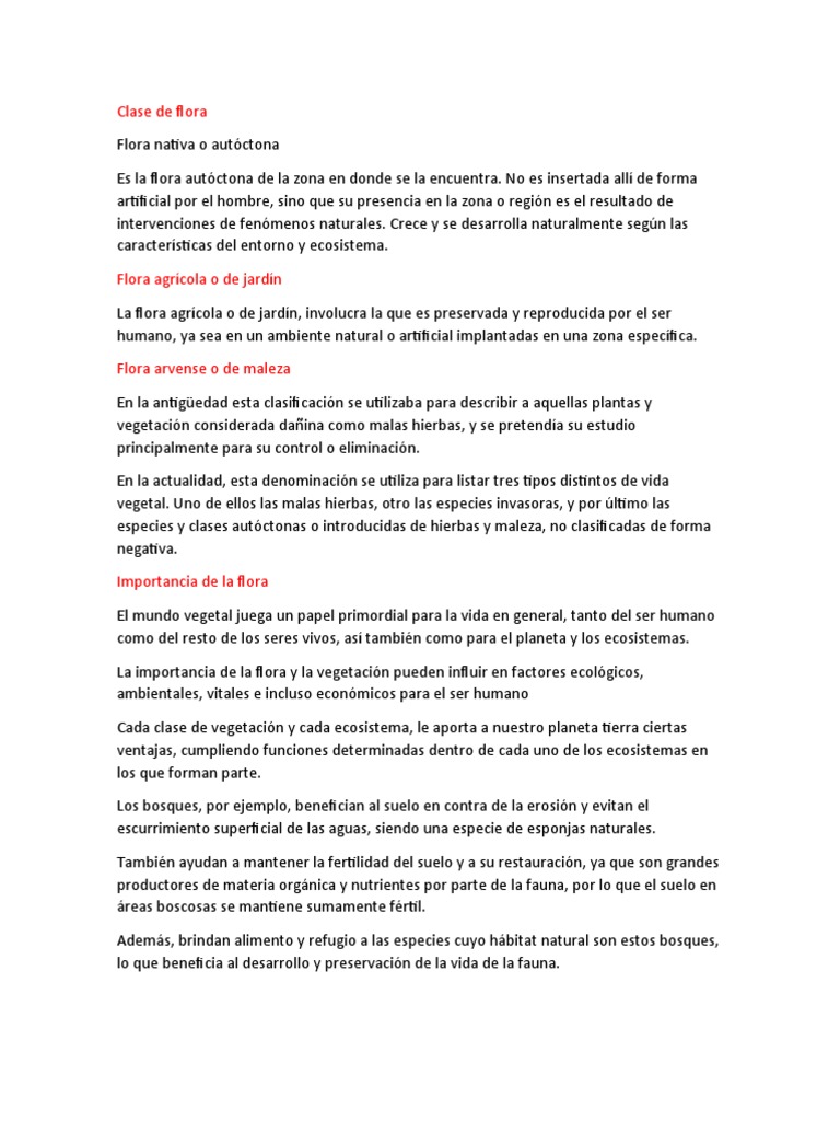 Clase de Flora | PDF | Hierba | Biodiversidad