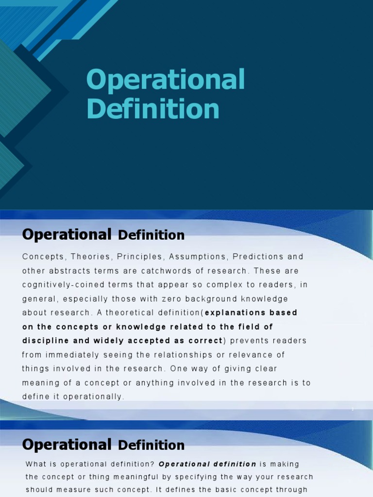 Operational Definition PDF Concept Theory Operational Definition PDF Concept Theory