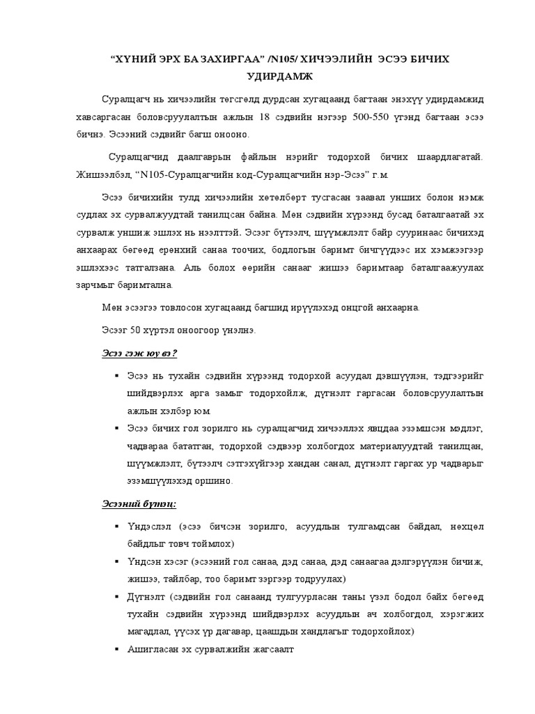 N105 Эсээ бичих удирдамж | PDF