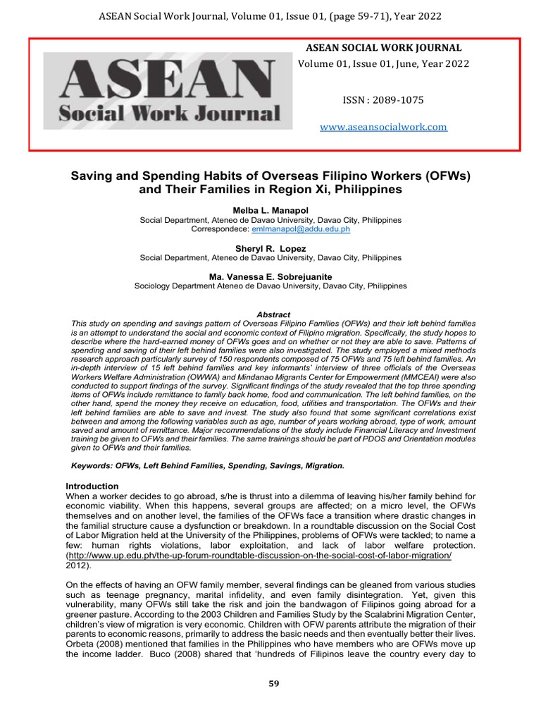 6.publish Saving and Spending Habits of OFWs and Their Families ...