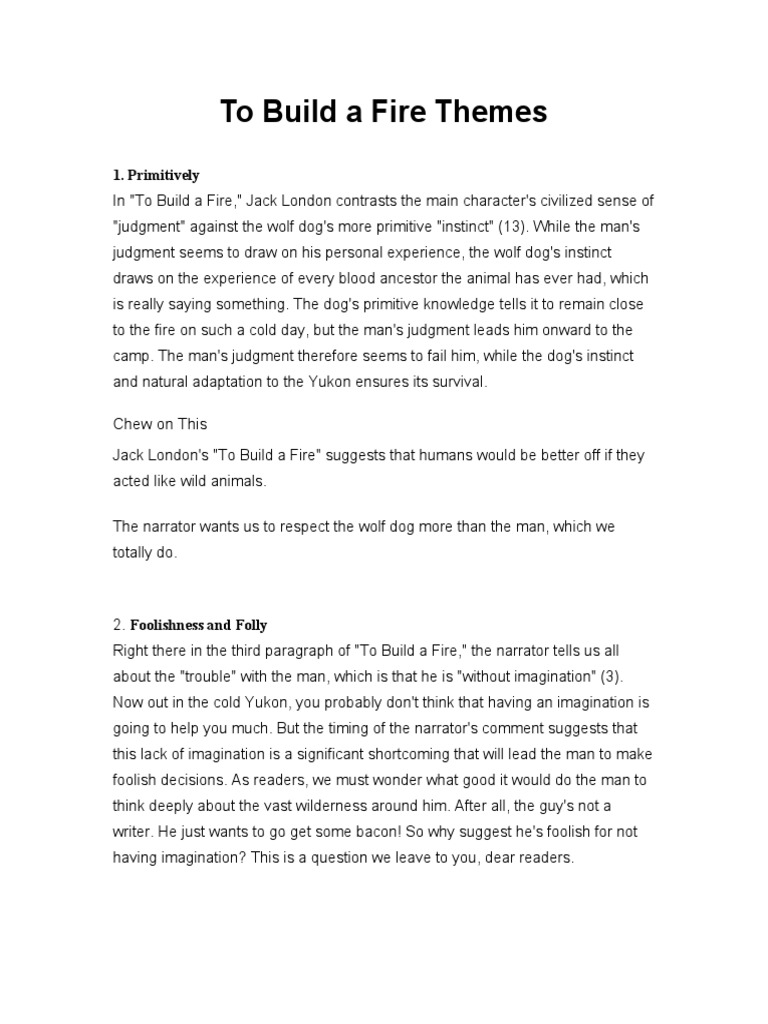 To Build A Fire Themes | PDF