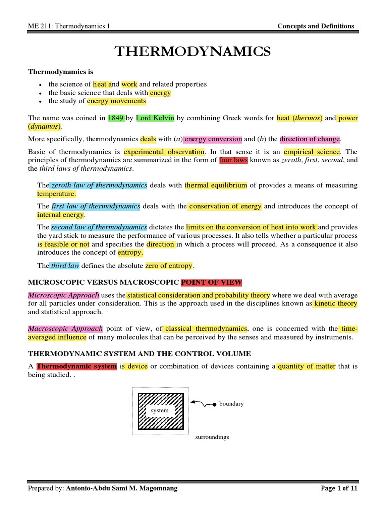 Thermodynamics 1 - LN-Topic 1 (Some Concepts and Definitions) - Final ...