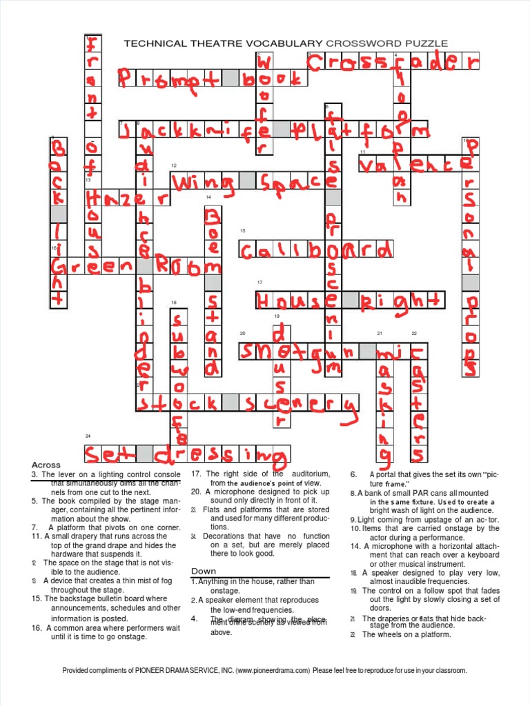 Technical Theatre Vocabulary: Crossword Puzzle PDF Technical Theatre Vocabulary: Crossword Puzzle PDF