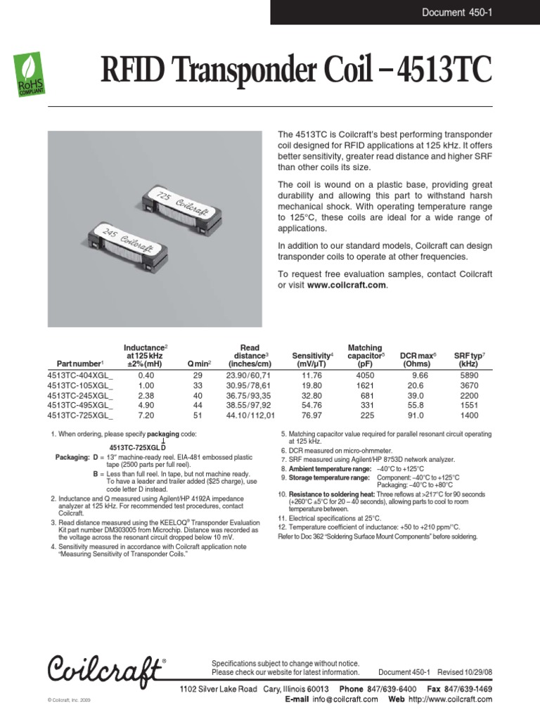COILCRAFT PDF Inductor Inductance