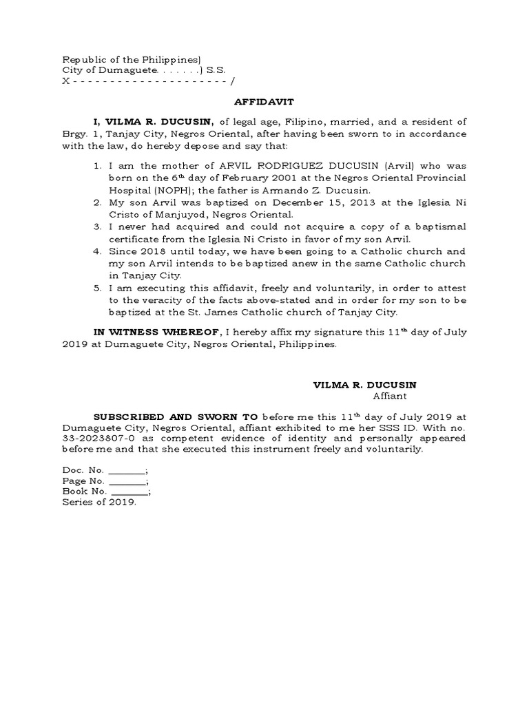 Affidavit of Indigency - Ducusin | PDF