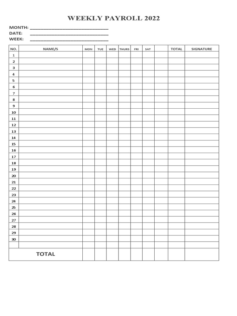 Weekly Payroll Template 2022 | PDF | Finance & Money Management