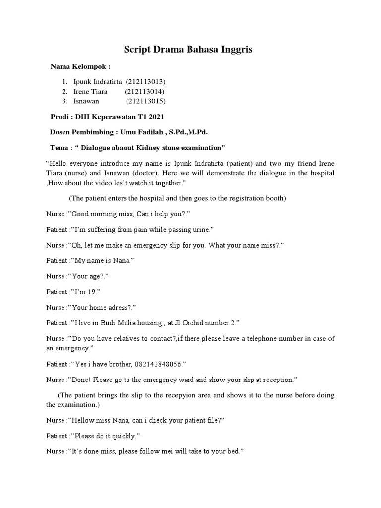 Kidney Stone Examination Drama Script | PDF | Medical Specialties ...