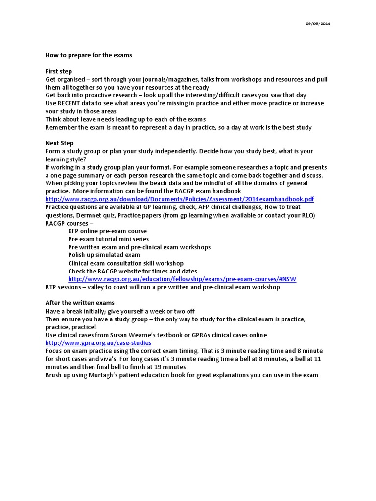 How To Prepare For Exam Pdf General Practitioner Medical Diagnosis
