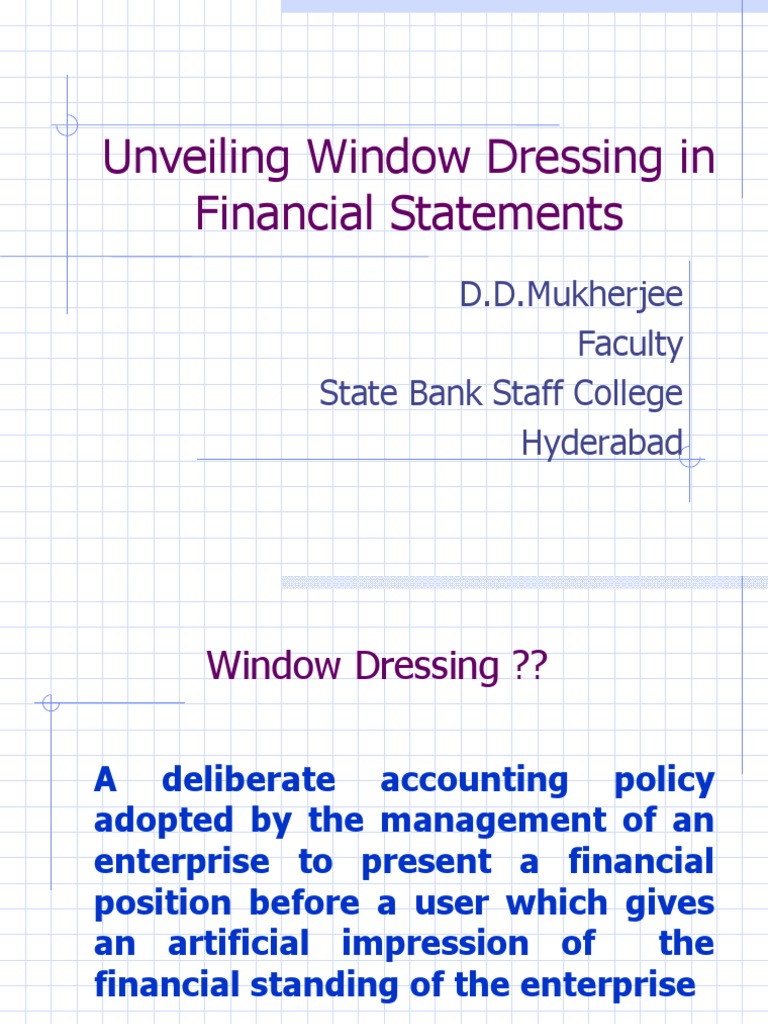 Unveiling Window Dressing in Financial Statements PDF Expense