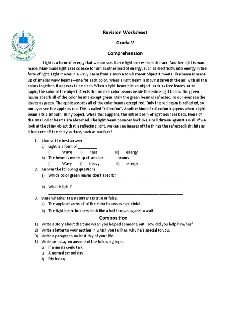 Worksheets | PDF | Color | Light