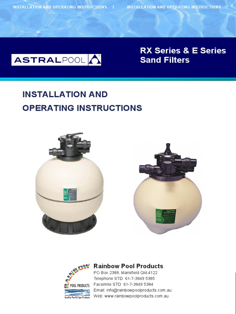 Installation and Operating Instructions for Rainbow Pool Products RX