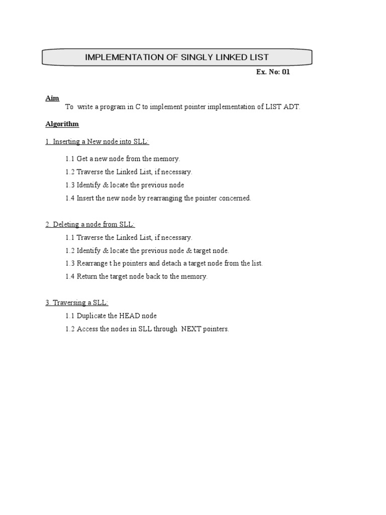 Singly Linked List | Download Free PDF | Software Development ...