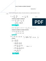 Quiz in Complex and Matrix Arithmetic