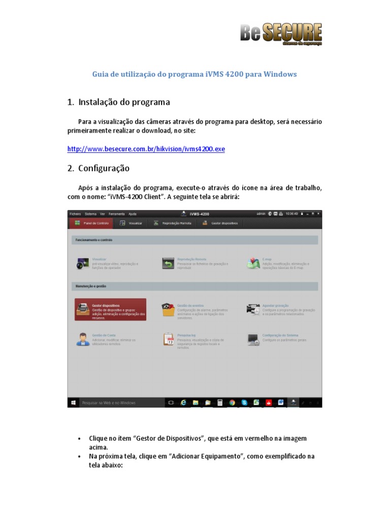 Guia do iVMS 4200 em Português | PDF | Câmera | Ciência da Computação